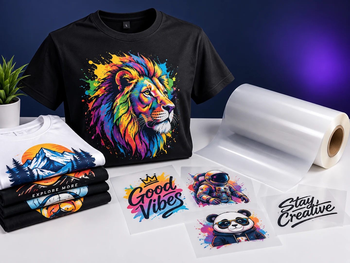 Colorful DTF graphic T-shirt printing example